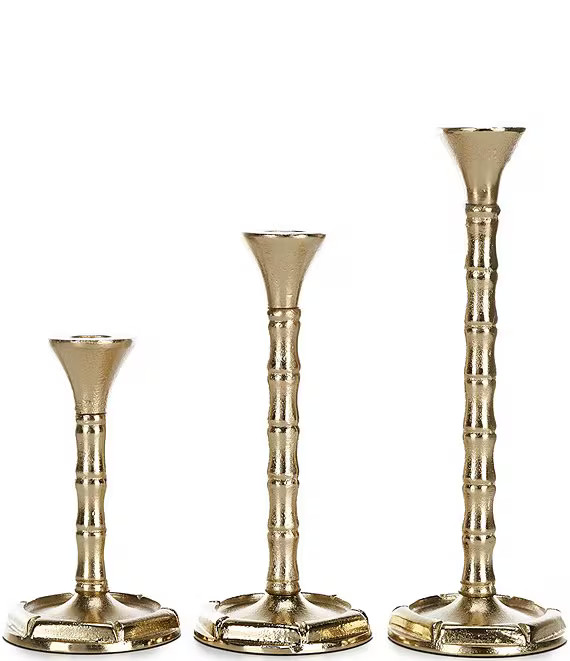 Southern Living Brass Bamboo Cane Motif Tapered Candle Holders, Set of 3 | Dillard's | Dillard's
