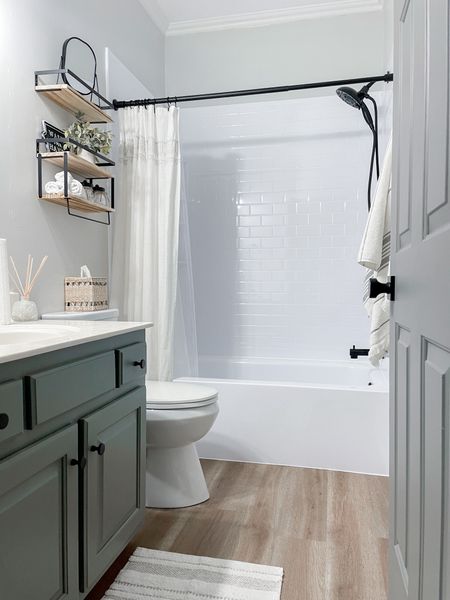 Bathroom decor links! Vanity color is Retreat by Sherwin Williams 

#LTKhome