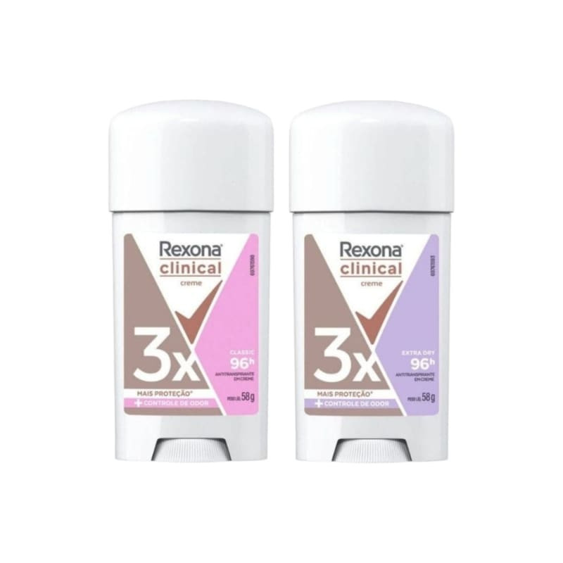 Kit Desodorante Rexona Clinical Extra Dry e Classic 58g (2 unidades) | Beleza Na Web (BR)