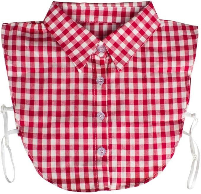 Vpang Women's Stylish Detachable Half Shirt Blouse False Collar Plaid Shirt Dickey | Amazon (US)