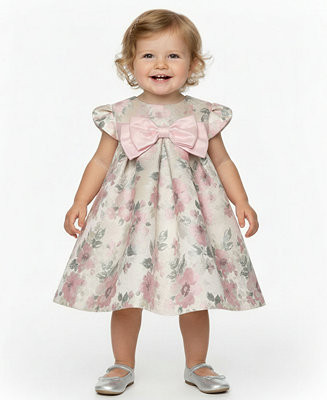 Baby Girls' Floral Jacquard Trapeze Dress | Macy's