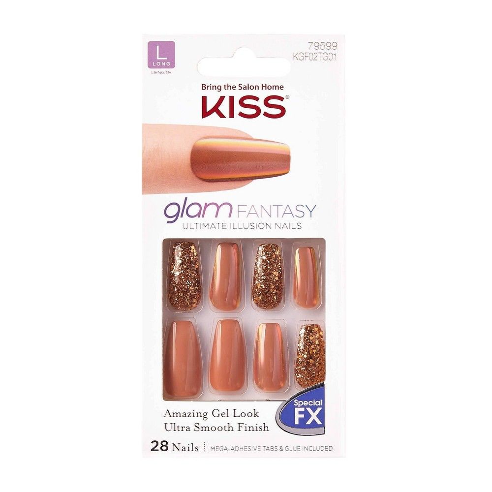 Kiss Glam Fantasy False Nails Trampoline Copper - 28ct | Target