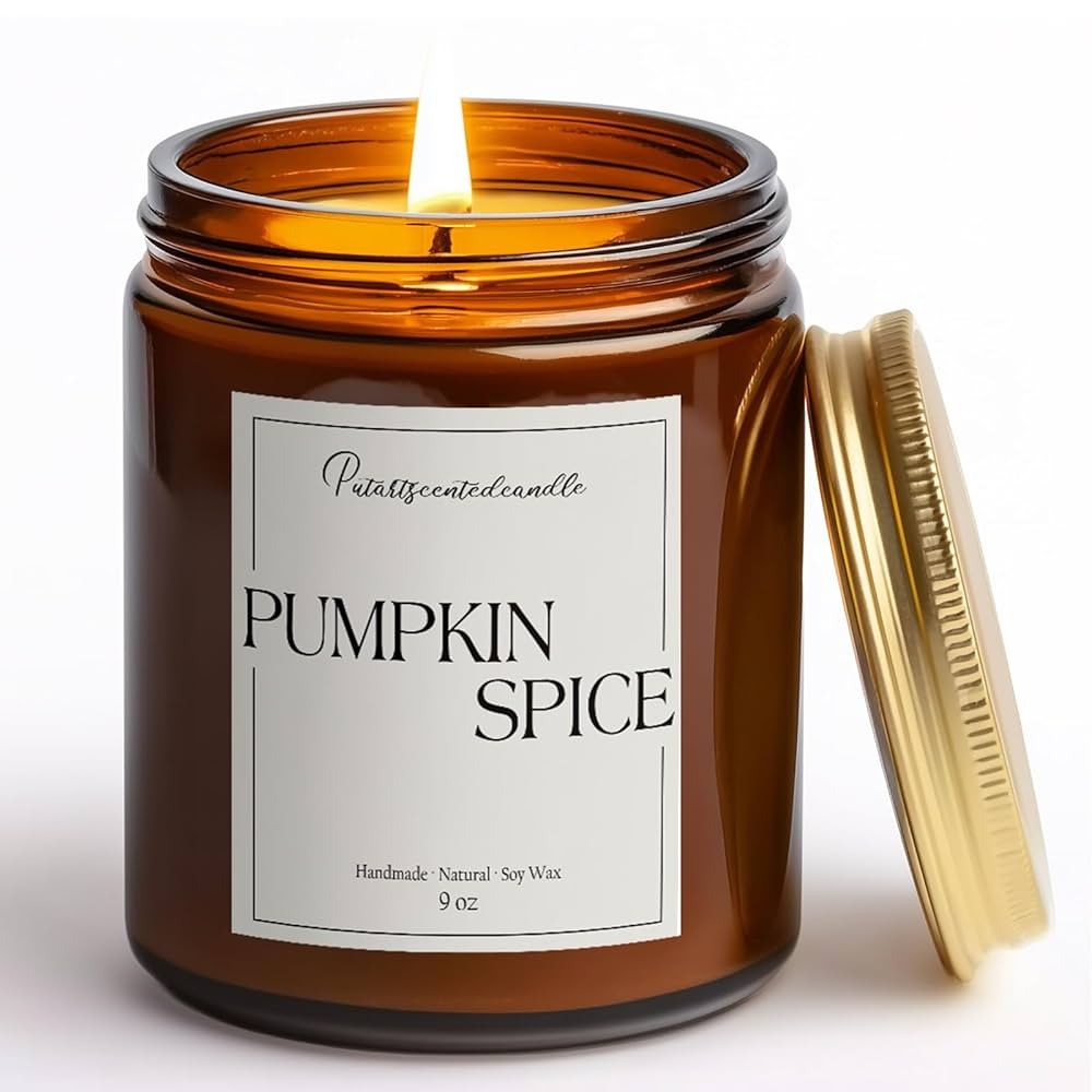 Pumpkin Spice Scented Candles for Home, Natural Soy Wax Aromatherapy Non Toxic Pumpkin Fall Candl... | Amazon (US)