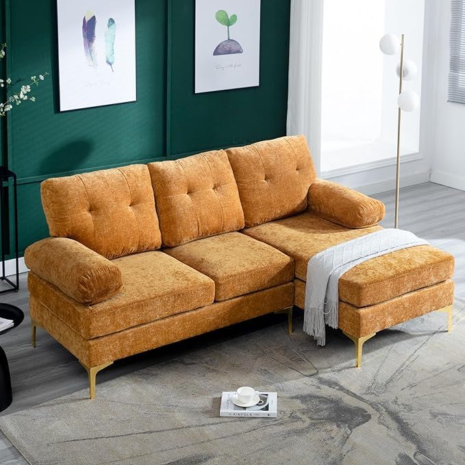 80 Inch Sectional Sofa, Modern Comfy Chenille L Shape Sofa with Chaise Lounge 3 Seat Sleep Sofa w... | Amazon (US)