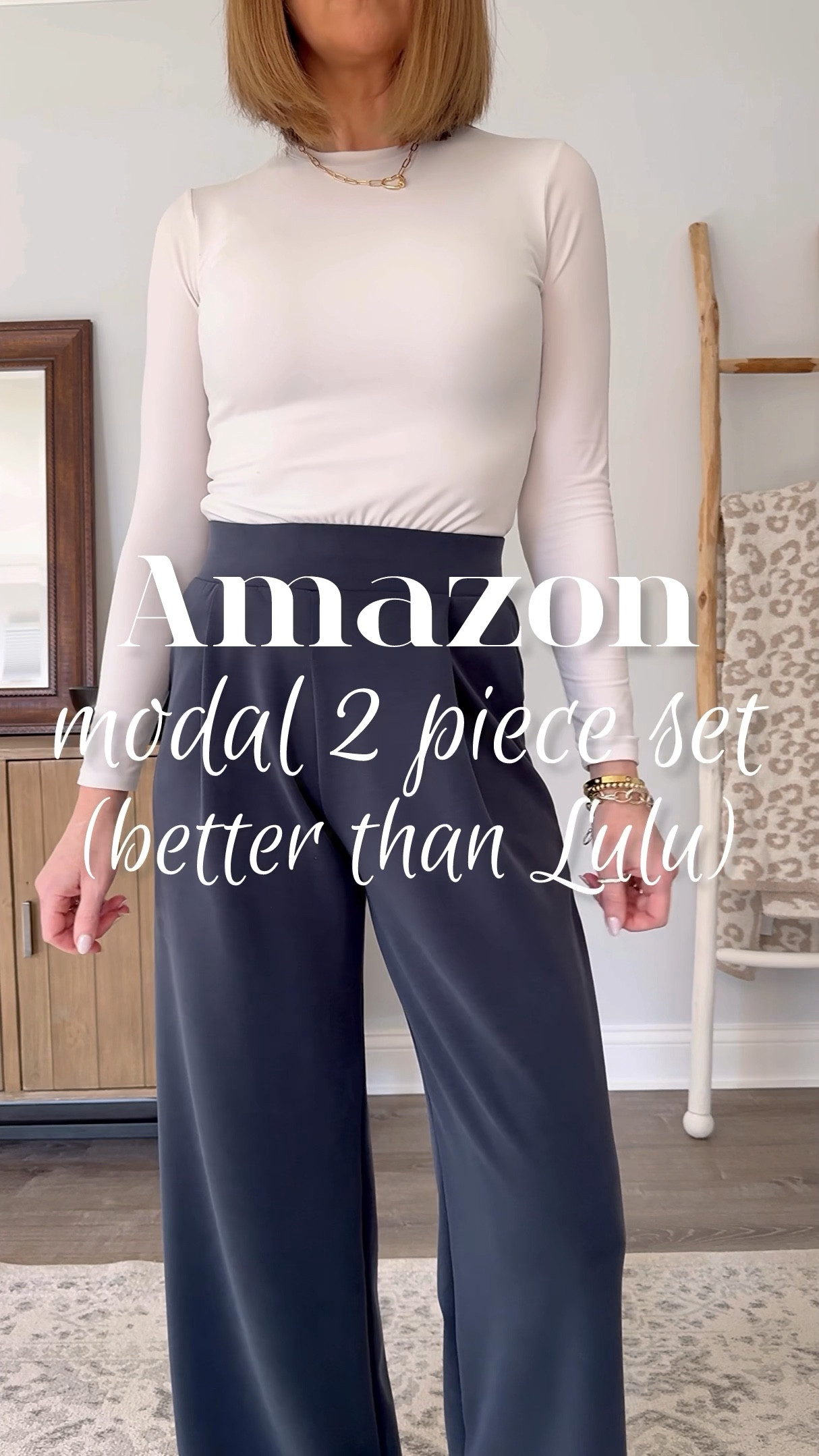 It’s nicer than Lulu, comes in over 10 colors and 4 length options. I’m in a size medium in the longest pant length. Wear it casually, for travel  or take the trouser style pants to the workplace. The fabric is amazing!!

Matching set, weekend outfit, travel outfit, modal set, business casual, work pants, wide leg trouser lounge pants, modal set, elevated casual style, casual outfit, transitional spring outfit, over 40 style, tall girl style

#LTKWatchNow #LTKActive #LTKOver40