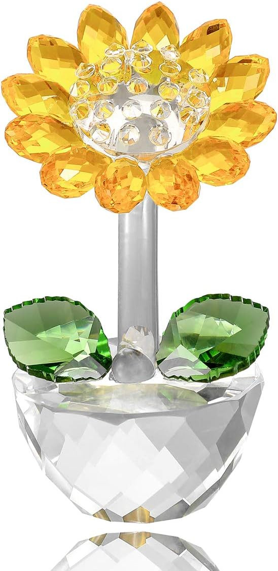 Vie jeune Crystal Sunflower Figurine Home Decoration, Handmade Flower Statue Ornament, Crystal Cr... | Amazon (US)