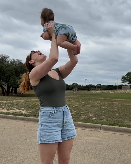 This is going to be my go to Summer outfit. Jean shorts for summer. Abercrombie jean shorts. And the perfect baby boy romper that’s affordable baby clothes

#LTKbaby #LTKfamily #LTKfindsunder50
