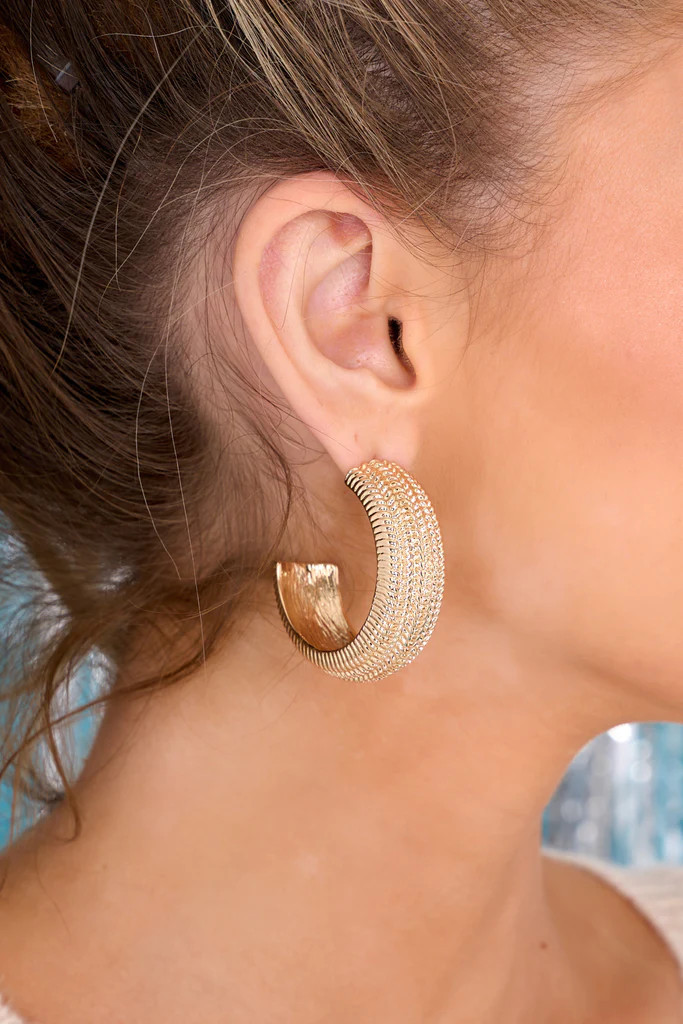 You're Stalling Gold Hoop Earrings | Red Dress 