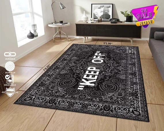 Keep off Rug off White Rug Keepoff Pattern Popular Rug | Etsy | Etsy (US)