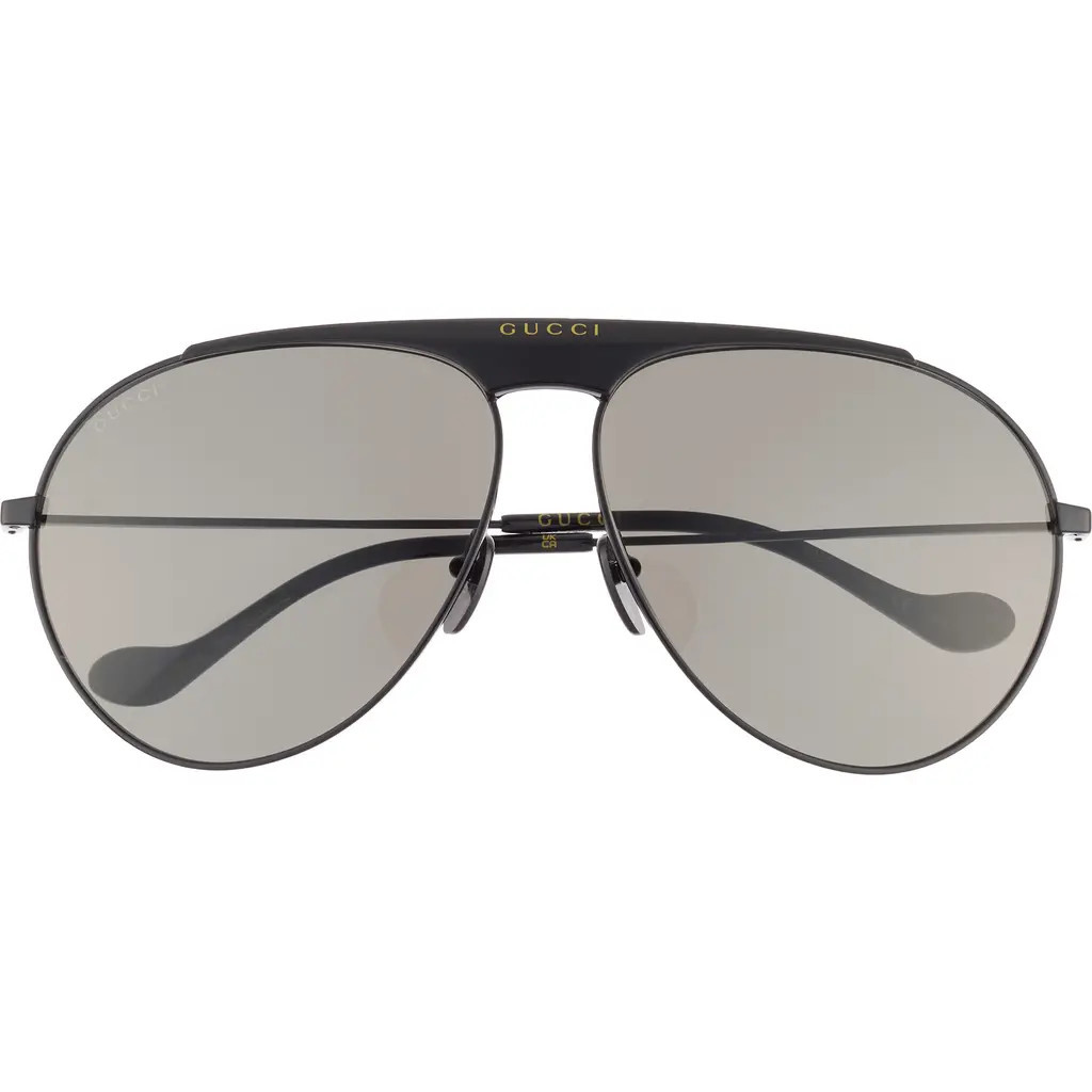 Gucci 65mm Aviator Sunglasses in Black Black Grey at Nordstrom Rack | Nordstrom Rack