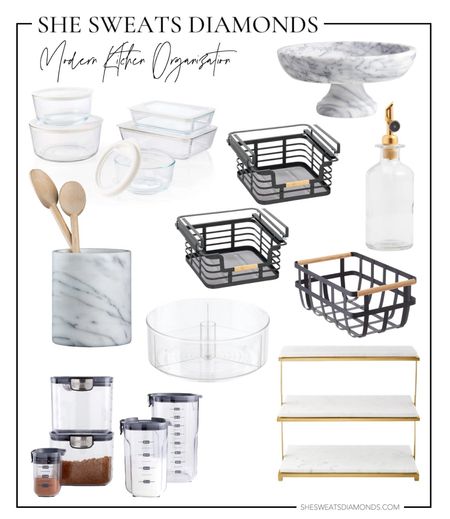 Modernize your kitchen organization with matte black baskets, marble tiered server, pantry containers, glass food storage containers, marble cooking utensil holder and more!

#LTKhome