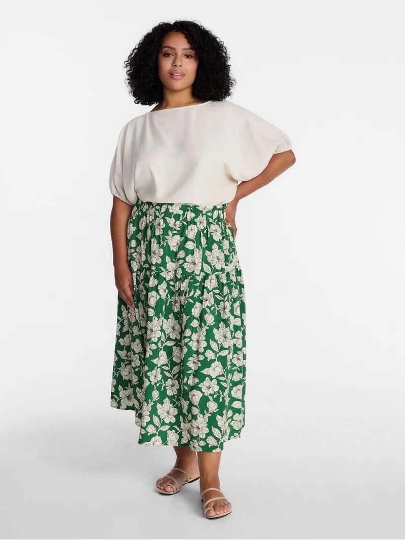 Time and Tru Women\u2019s Tiered Maxi Skirt, Sizes XS-XXXL | Walmart (US)