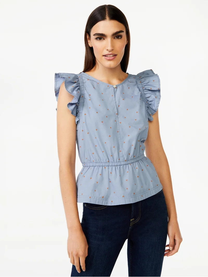 Free Assembly Women's Sleeveless Ruffle Top | Walmart (US)