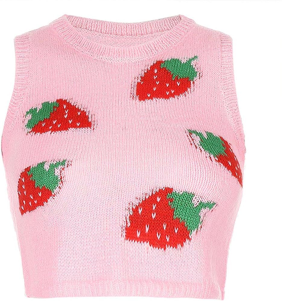 Women Knitted Vest,Girls Sleeveless V-Neck Knitwear Tank Top,Plaid Argyle Pullover Sweater Preppy... | Amazon (US)