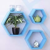 Wooden Floating Wall Hexagon Shelves for Bedroom - Hexagonal Shaped Floating Shelves for Wall Decora | Amazon (US)