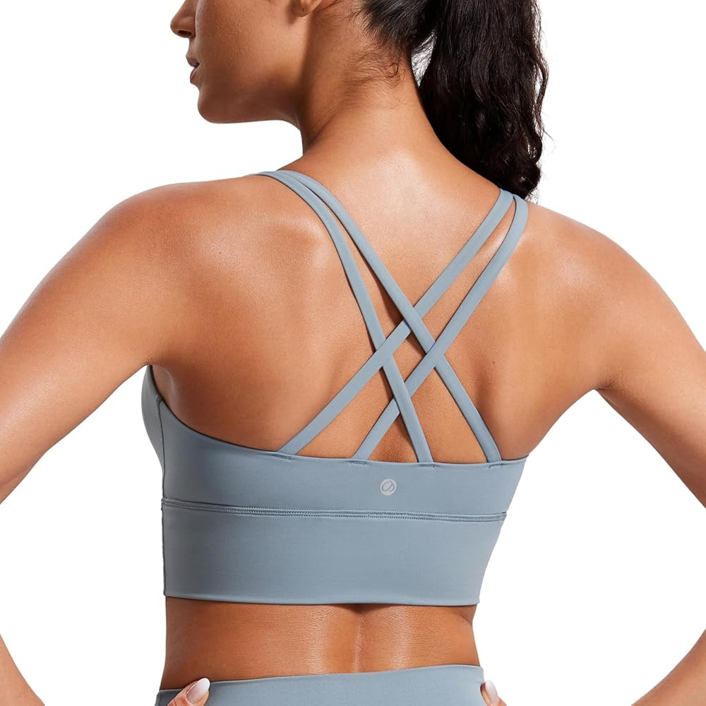 CRZ YOGA Naked Feeling Strappy Longline Sports Bras for Women - Medium Impact Criss Cross Yoga Pa... | Amazon (US)