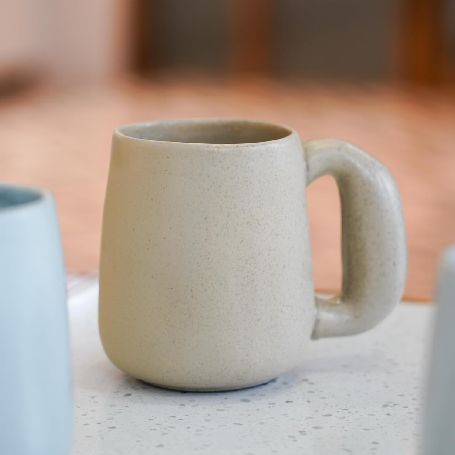 Large Coffee Mugs Cream Stoneware Mug with Jumbo Handle for Cocoa,Milk,Latte or Tea,Handmade Free... | Amazon (US)