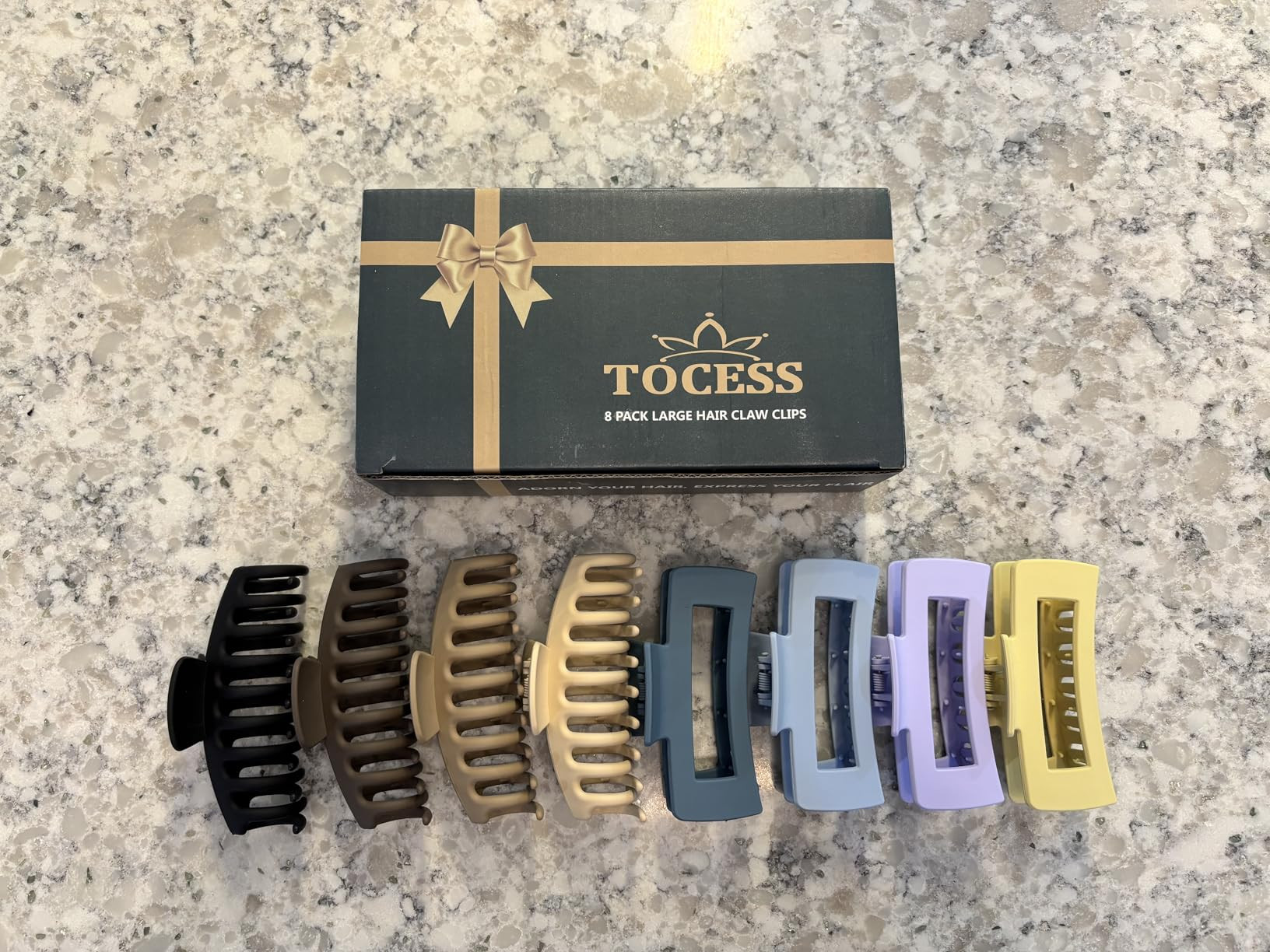 TOCESS 8 Pack Big Hair Claw Clips for Women Large Claw Clip for Thin Thick Curly Hair 90's Strong Hold 4.33 Inch Nonslip Matte Jumbo Hair Clips (8 Pcs) | Amazon (US)
