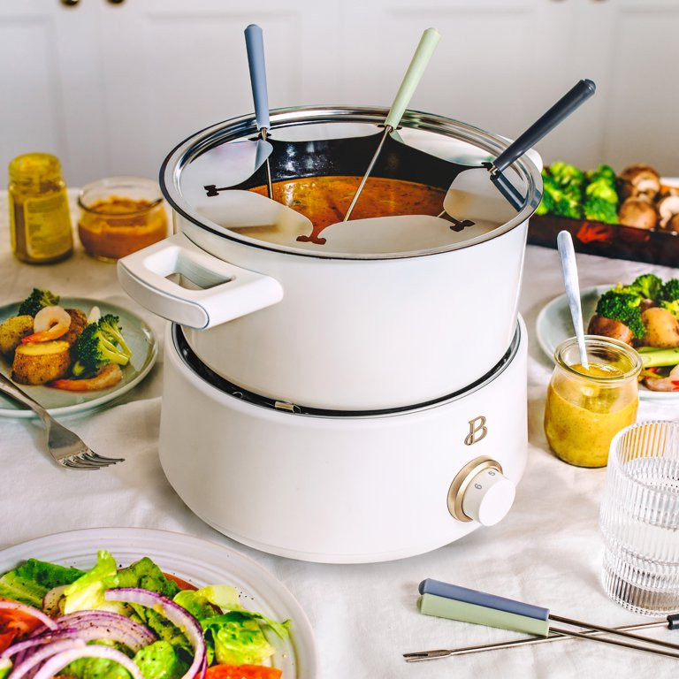 Beautiful 3 qt Electric Fondue Set with Bonus 2 qt Ceramic Pot, White Icing by Drew Barrymore | Walmart (US)