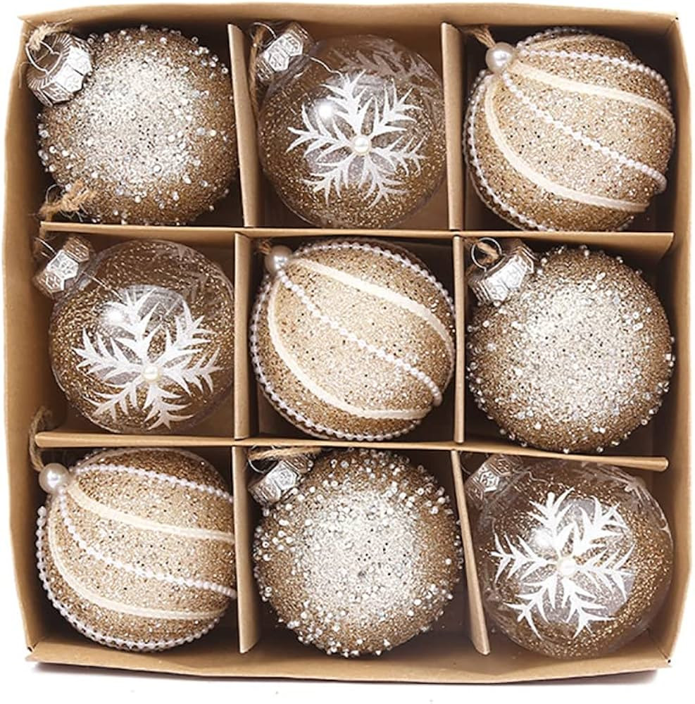 IKASEFU Christmas Tree Ornaments Set 9Pcs Christmas Ball Decorative Baubles Hanging Christmas Dec... | Amazon (US)
