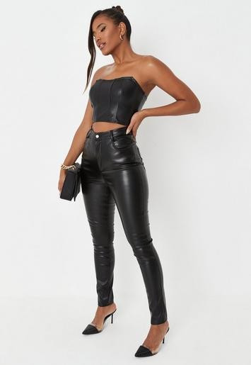 Missguided - Tall Black Faux Leather Slim Leg Pants | Missguided (US & CA)
