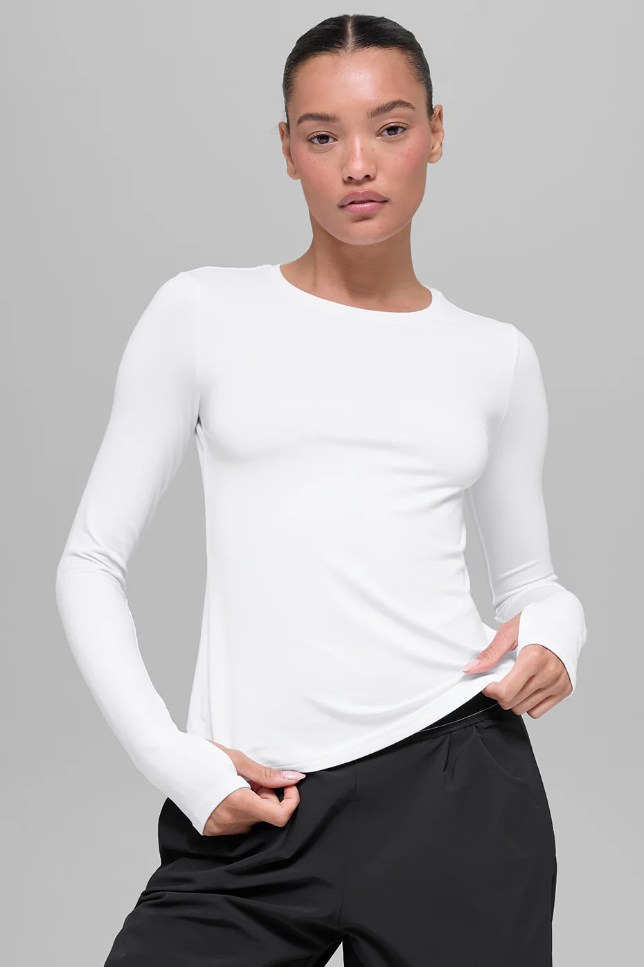 Alosoft Finesse Long Sleeve Top in White, Size: 2XS | Alo Yoga (US)