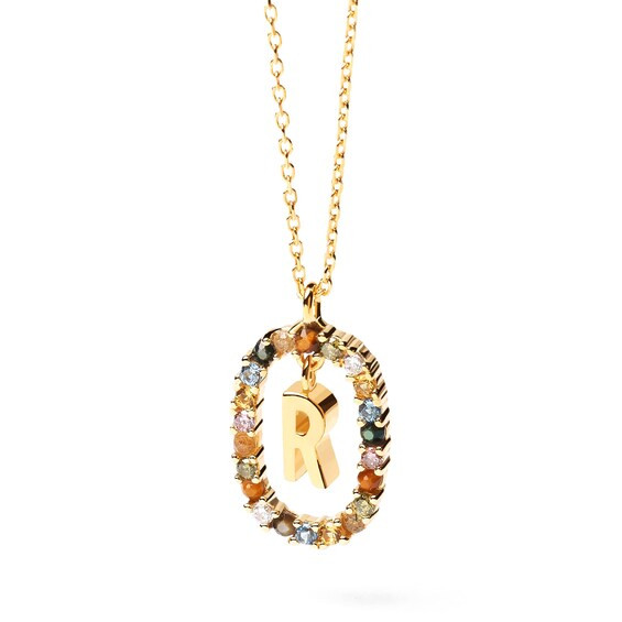 PDPAOLA™ at Zales Multi-Color Initial Pendant in Sterling Silver with 18K Gold Plate (Letters A... | Zales