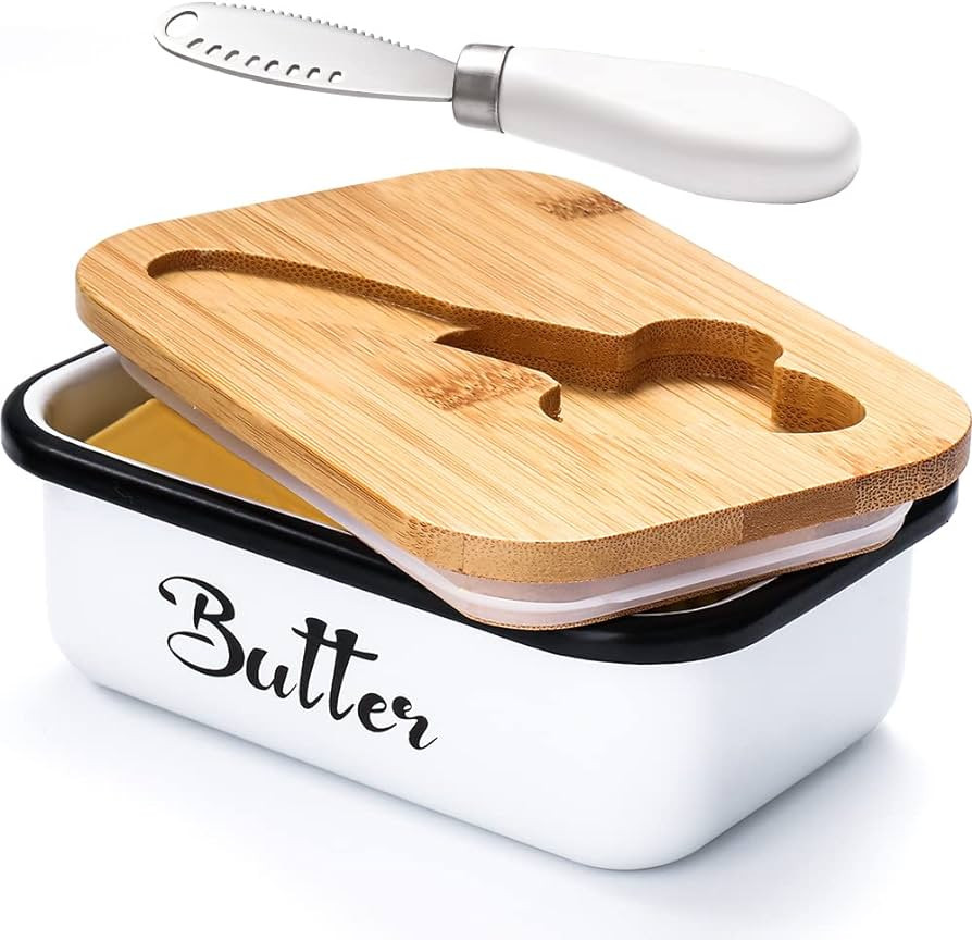 Butter Dish with Lid: Butter Dish for Countertop- AISBUGUR Metal Butter Keeper with Stainless Ste... | Amazon (US)