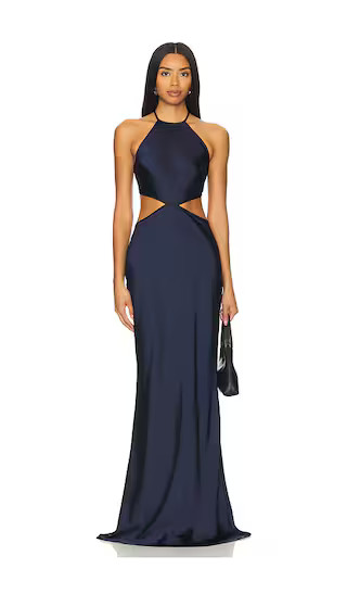 Edem Midi Dress in Indigo Blue & Black | Revolve Clothing (Global)