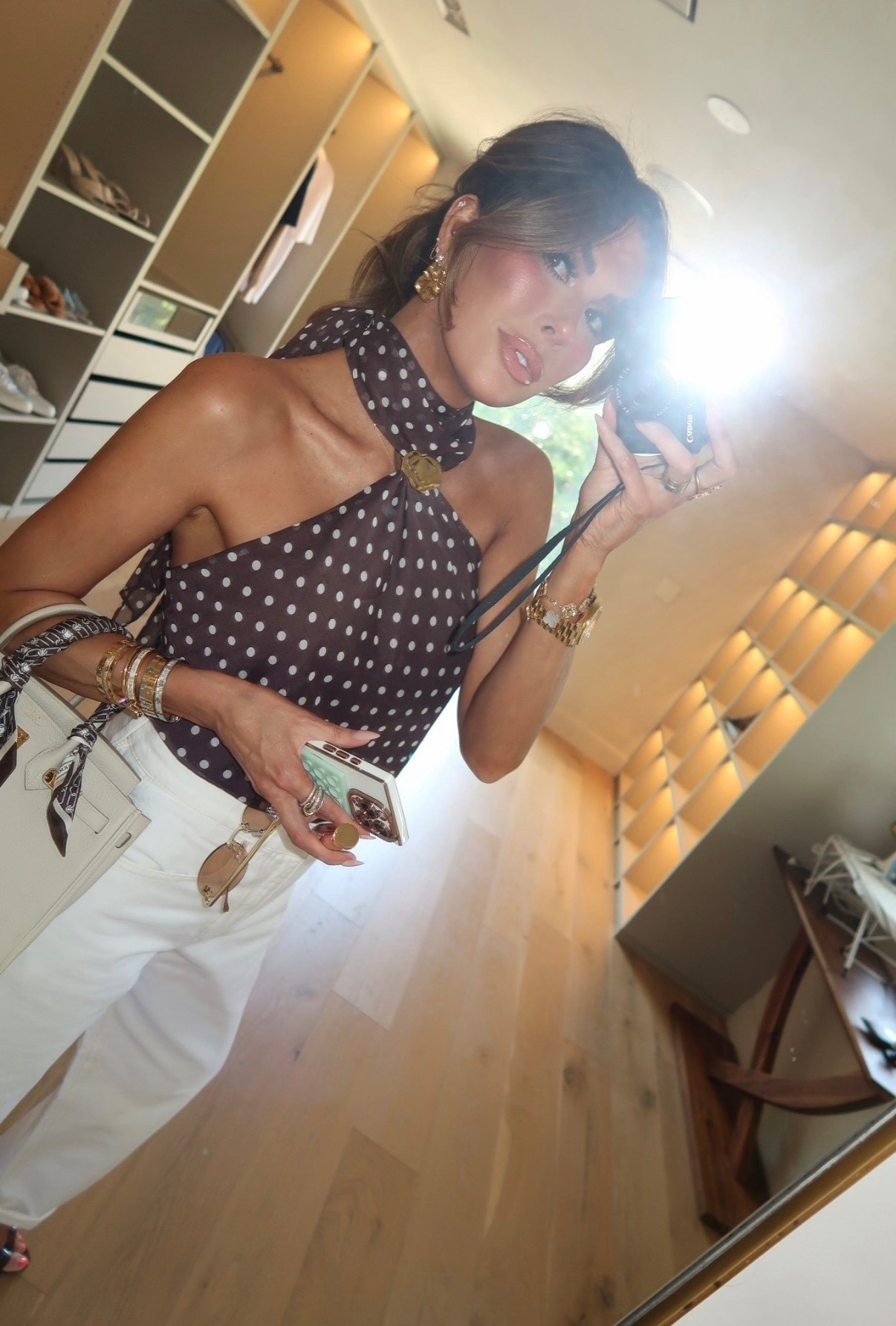Size small in the polka down top & 25 in the bubble jeans. I have the jeans in 2 colors and wear both of them a TON. Highly recommend. They now are an available in black too! Bag so Craie Birkin 25 and twilly is new arrival / current!🤎🤍 Zara finds, Zara outfit, Zara haul, Amazon earrings, Amazon sunglasses 

#LTKootd #LTKmomlife #LTKMothersDay