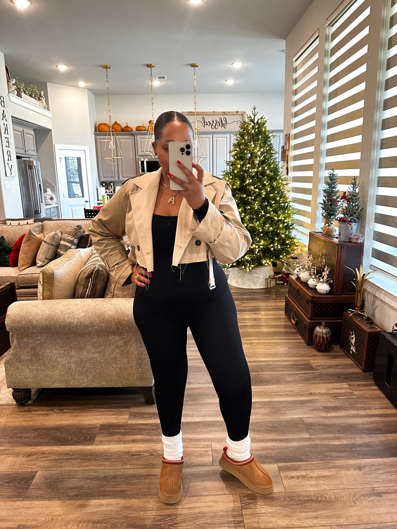 Jumpsuit-  medium 
Jacket-  medium 
Boots -  size up 1/2 

Jumpsuit - affordable outfit - fashion - ootd - jumpsuit style - trench coat - cropped trench - slouchy socks - socks - Ugg boots - uggs - what to wear - how to style - fall outfit - fall fashion - winter style - winter outfit - gifts for her - 

Follow my shop @styledbylynnai on the @shop.LTK app to shop this post and get my exclusive app-only content!

#liketkit 
@shop.ltk
https://liketk.it/4pyzq

#LTKHoliday 

#LTKstyletip #LTKfindsunder50 #LTKshoecrush #LTKSeasonal #LTKGiftGuide