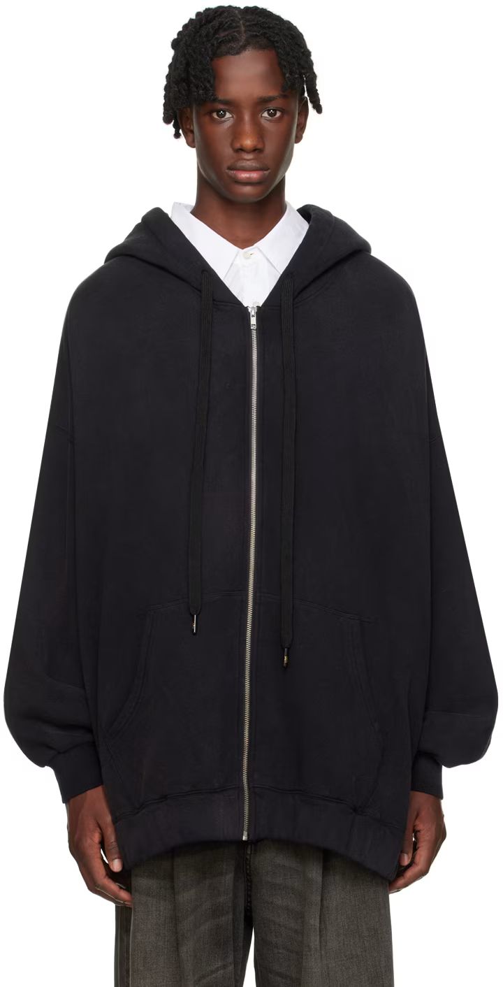 Black Jumbo Zip Hoodie | SSENSE