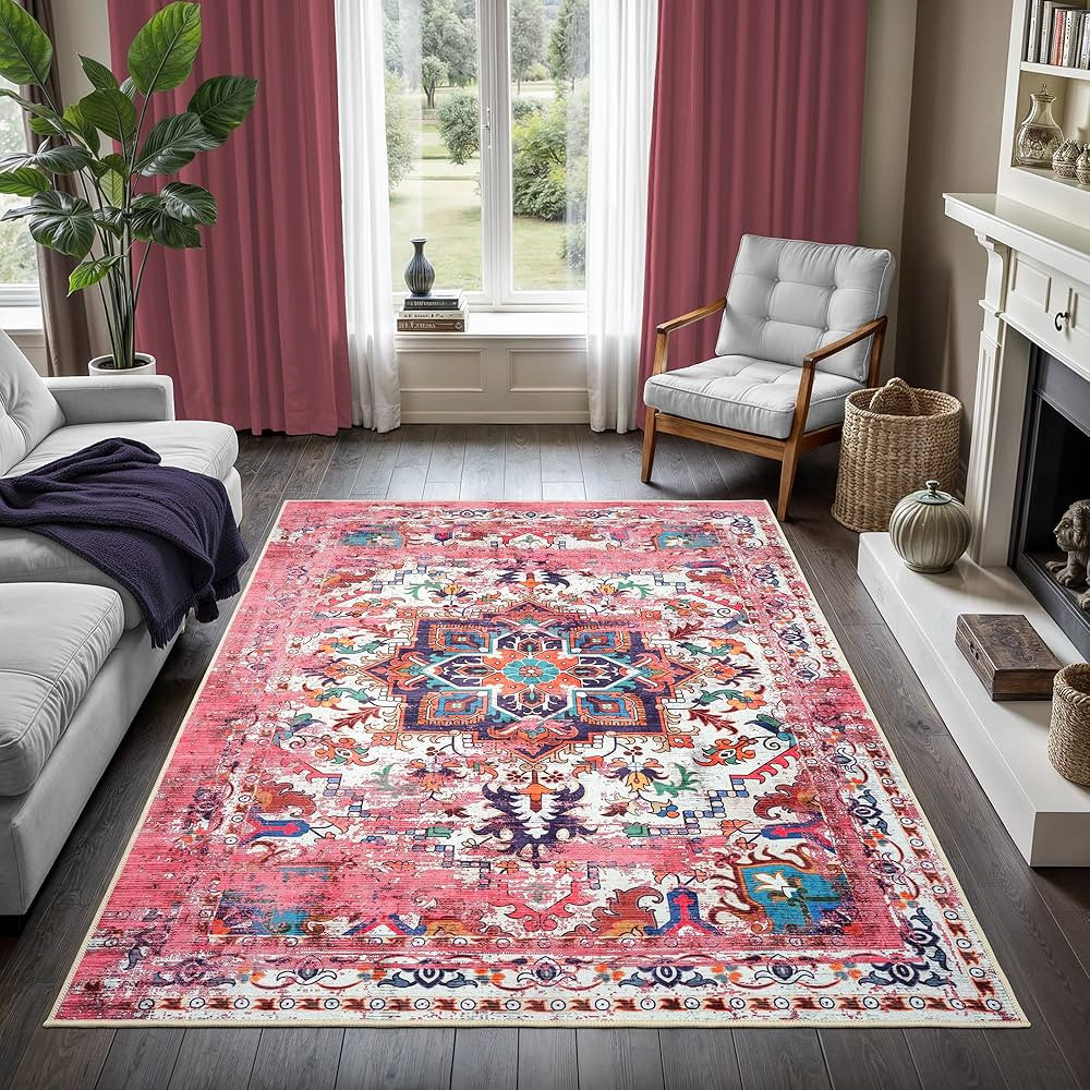 GLN Rugs Traditional Collection - Machine Washable Area Rug, Traditional Washable Rug, Non Slip W... | Amazon (US)