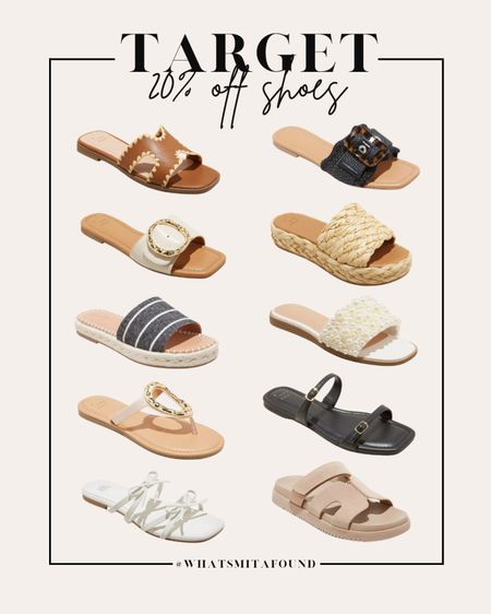Save 20% on all Target shoes! Target sandals, affordable sandals, slide sandals, summer sandals, black sandals, tan sandals, white sandals, raffia sandals, bow sandals, espadrille sandals, buckle sandals, striped sandals, medallion sandals, pearl sandals, platform sandals,
Embroidered sandals, trendy sandals, cute sandals, designer inspired sandals 

#LTKSaleAlert #LTKFindsUnder50 #LTKSeasonal