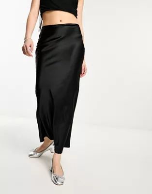 COLLUSION low rise satin maxi skirt in black | ASOS (Global)