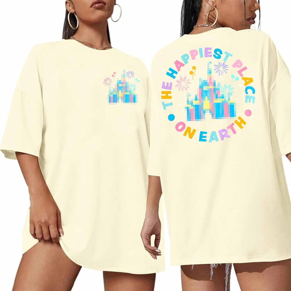 Magical Shirt Women Oversized Magic Kingdom Shirts: Happiest Place on Earth Shirt Cute Castle Gra... | Amazon (US)