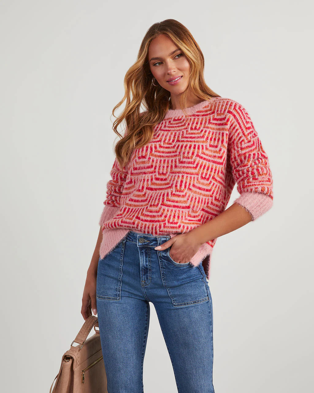 Kristy Abstract Print Fuzzy Sweater | VICI