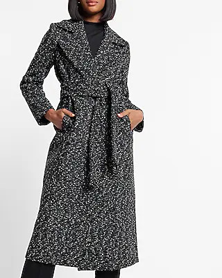 Speckled Tweed Belted Trench Coat | Express