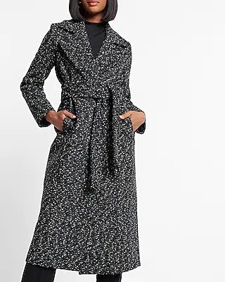 Speckled Tweed Belted Trench Coat | Express