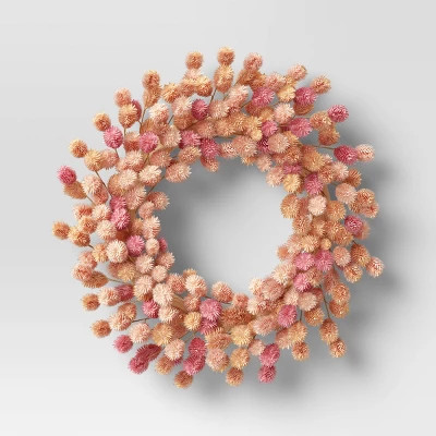21" Artificial Dyetree Wreath Pink - Threshold™ | Target
