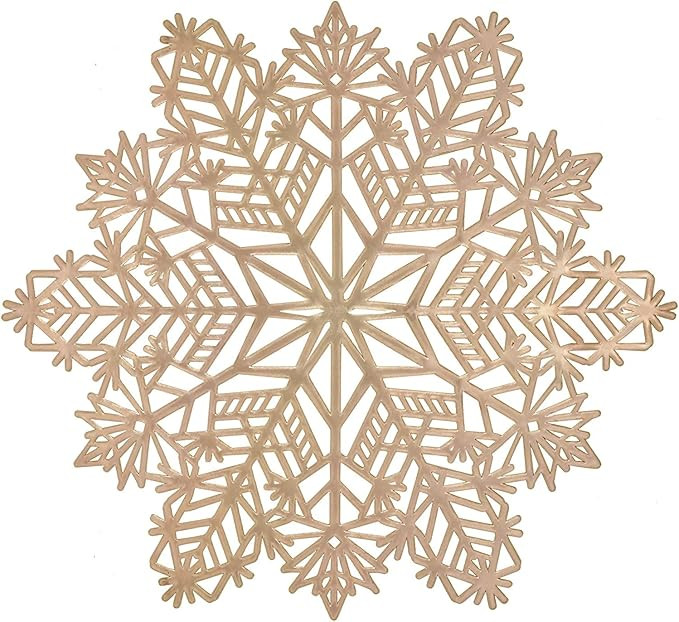 Christmas Snowflake Place Mats Set of 4 Festive Gold Metallic Vinyl Table Mat Washable for Holida... | Amazon (US)