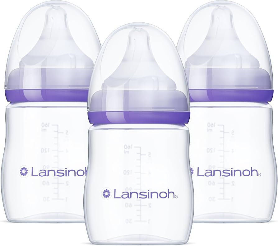 Lansinoh Anti-Colic Baby Bottles for Breastfeeding Babies, 5 Ounces, 3 Count, Includes 3 Slow Flo... | Amazon (US)