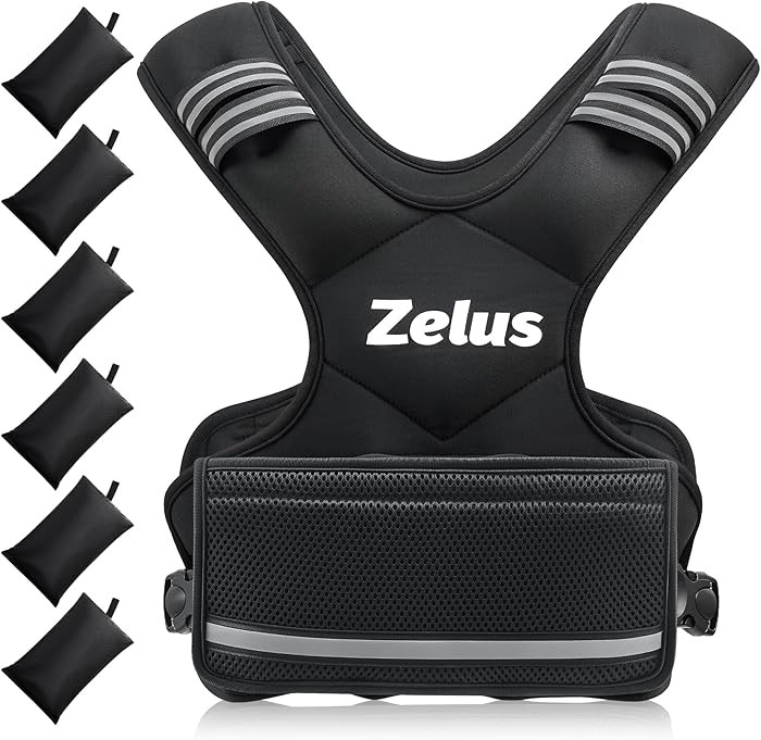 ZELUS Weighted Vest for Men and Women | 4-10lb/11-20lb/20-32lb Vest with 6 Ironsand Weights for Home Workouts | Adjustable Body Weight Vest Exercise Set for Cardio and Strength Training | Amazon (US)