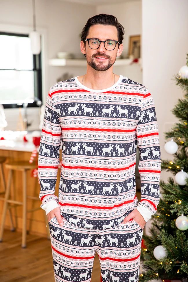 Mens Holly And Jolly Charcoal Christmas Print Pajama Top FINAL SALE | Pink Lily