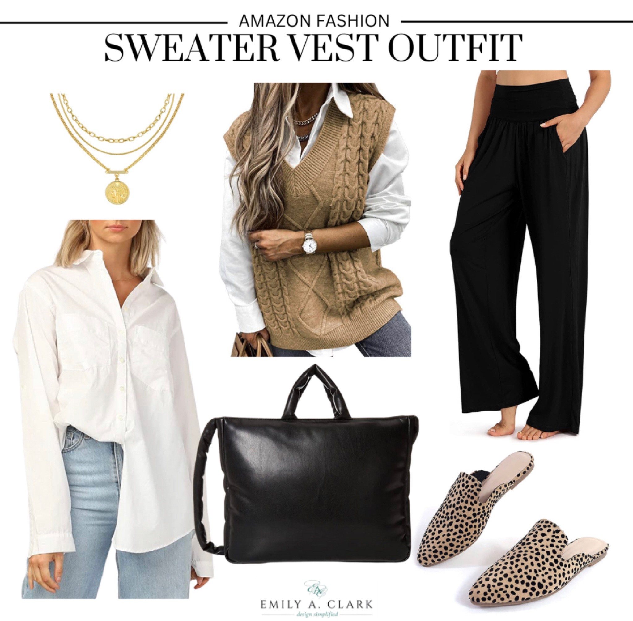 Sweater vest fall outfit. Amazon Fashion. 

#LTKitbag #LTKworkwear #LTKunder100