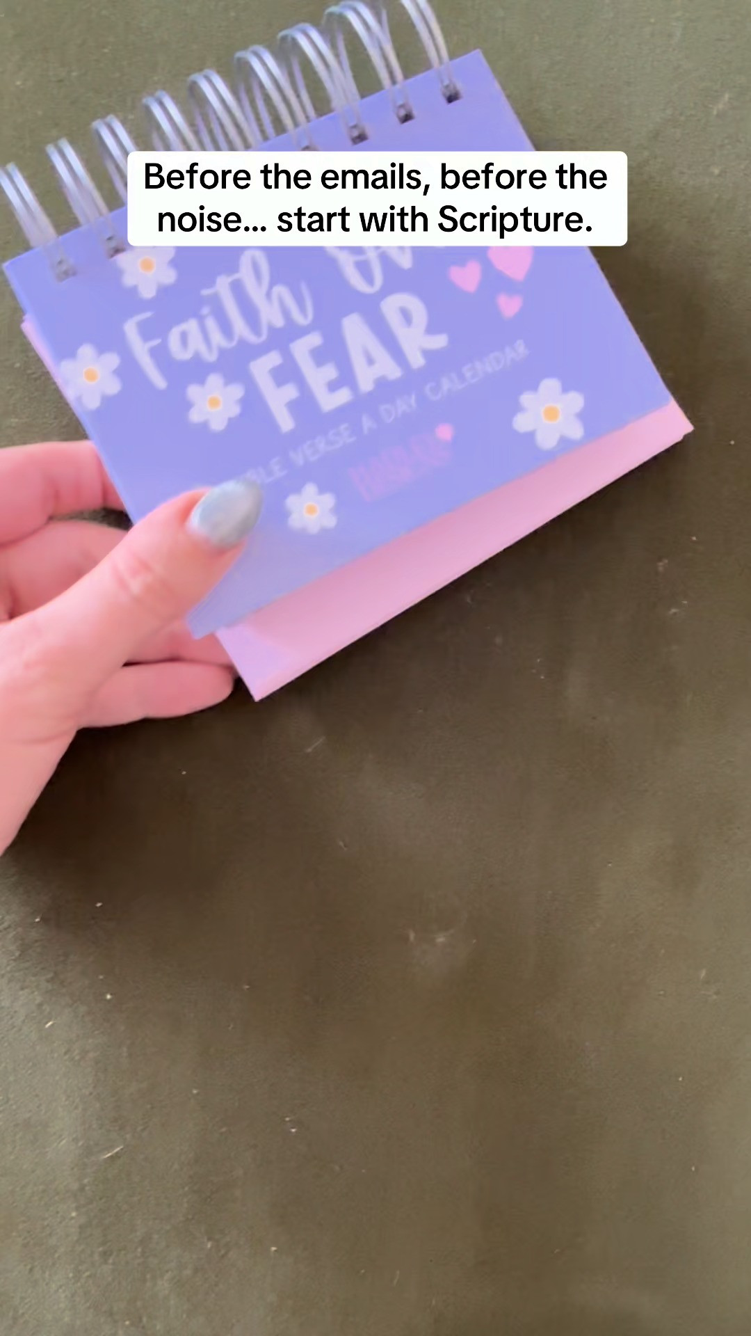 I start every morning flipping to a new Bible verse, and it completely changes my mindset for the day. Simple, encouraging, and perfect for keeping God at

 t#bibleverseaday #christianencouragement #faithbased #dailydevotional #christianmotivationhe center of your daily routine 

 

#LTKdayinmylife #LTKgrwm #LTKootd