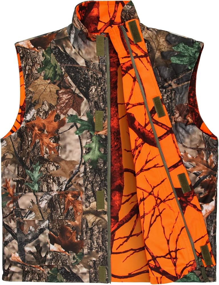 GUGULUZA Camo and Orange Hunting Reversible Vest, Game Vest Jacket for Hunting Camping (M-4XL) | Amazon (US)