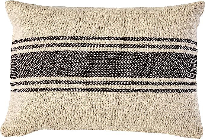 Creative Co-Op Throw Pillow, Natural with Black Stripes | Amazon (US)