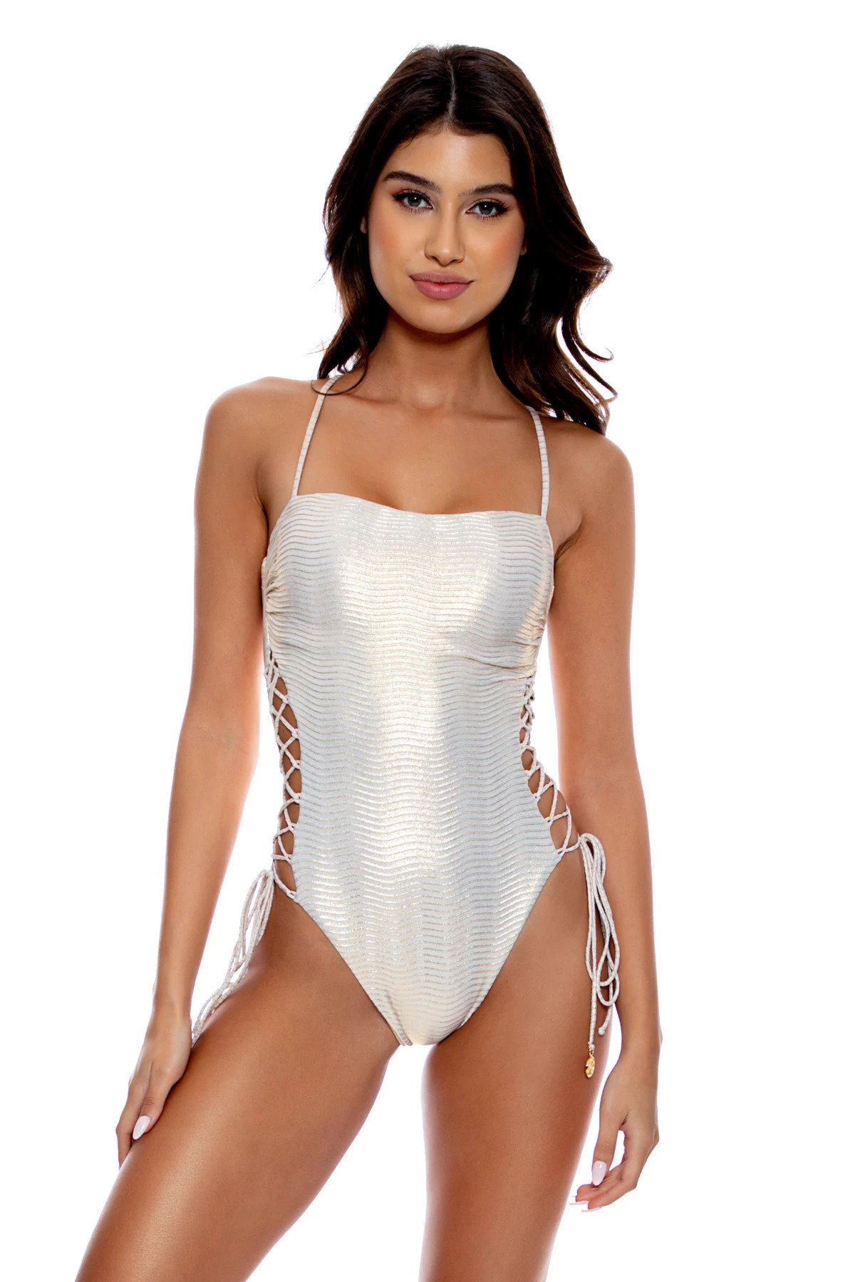 Iridescent Lace Up One Piece Swimsuit | Everything But Water