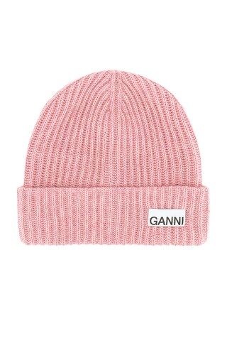 Ganni Knit Beanie in Pink Nectar from Revolve.com | Revolve Clothing (Global)